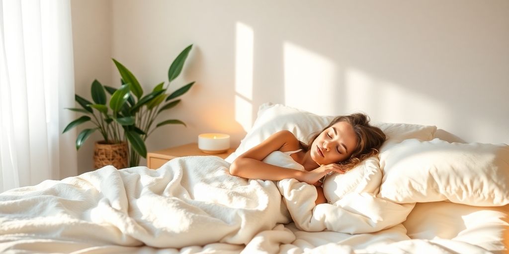 Cozy bedroom with a person sleeping peacefully.