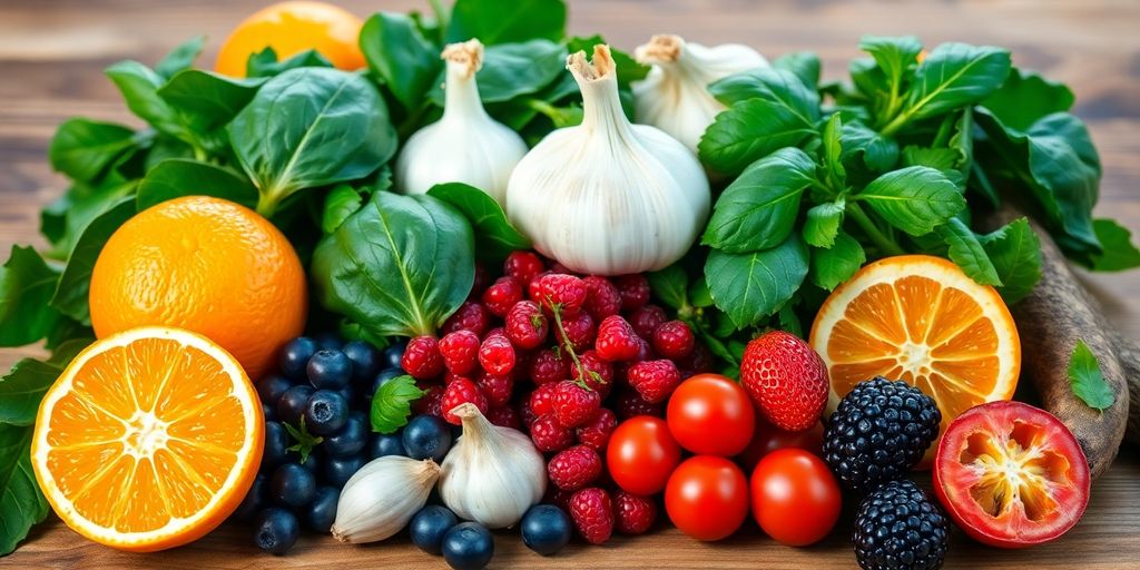 Colorful fruits and vegetables for natural immune support.