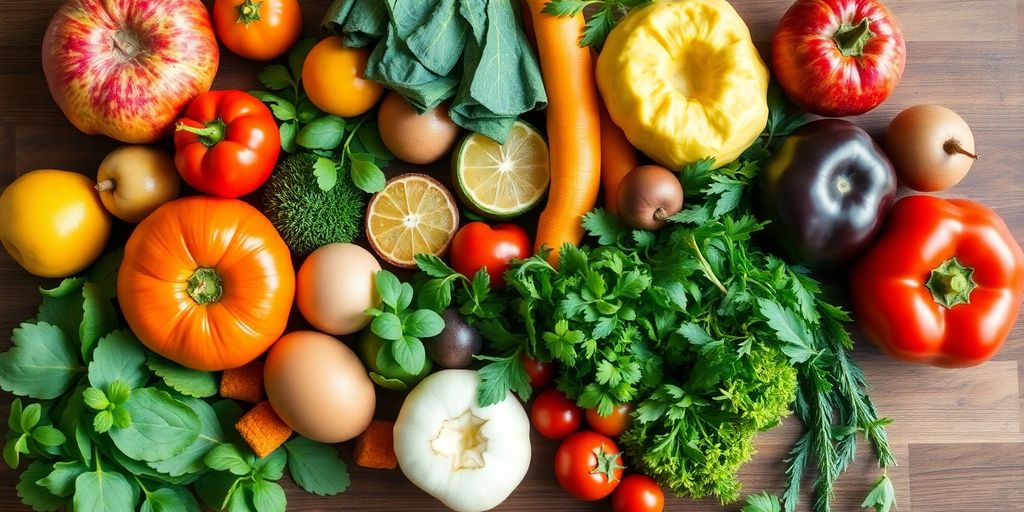 Colorful fruits and vegetables for immune system support.