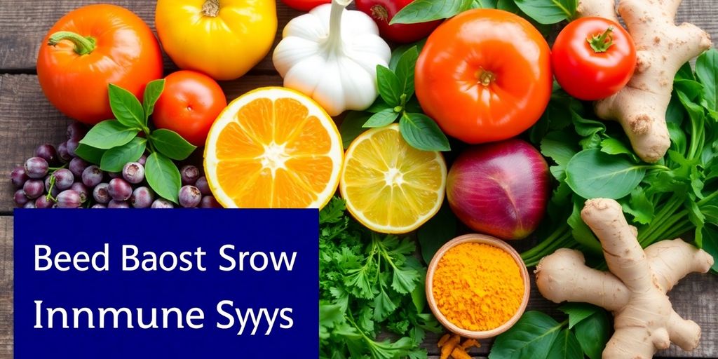 Colorful fruits and vegetables for immune support remedies.