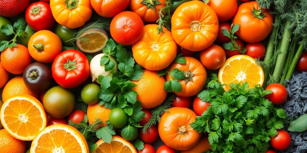 Colorful fruits and vegetables for boosting natural immunity.