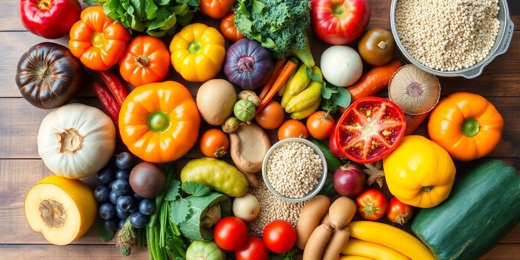 Colorful fruits and vegetables for better digestion and gut health.