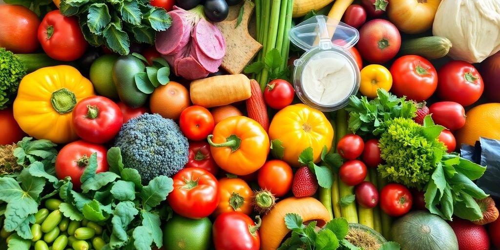 Fresh fruits and vegetables promoting gut health naturally.
