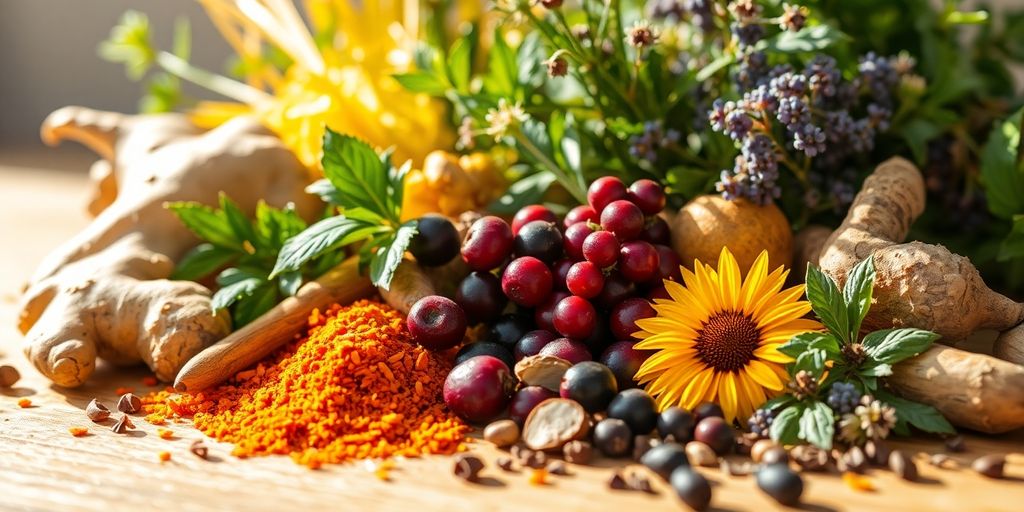 Colorful herbs, healthy lifestyle.