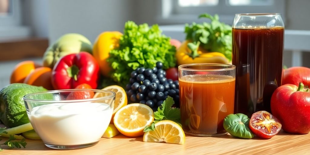Green vegetables, probiotic foods, and a healthy gut.