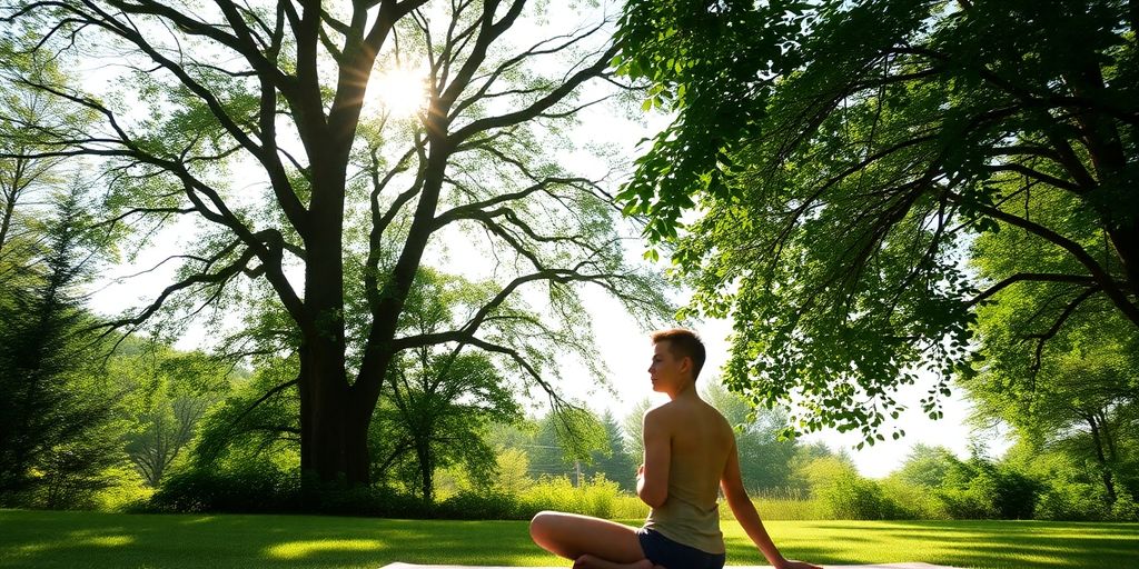 Person meditating peacefully in nature.