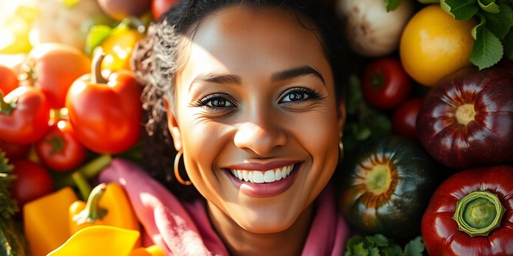 Person feeling energetic after consuming healthy foods.