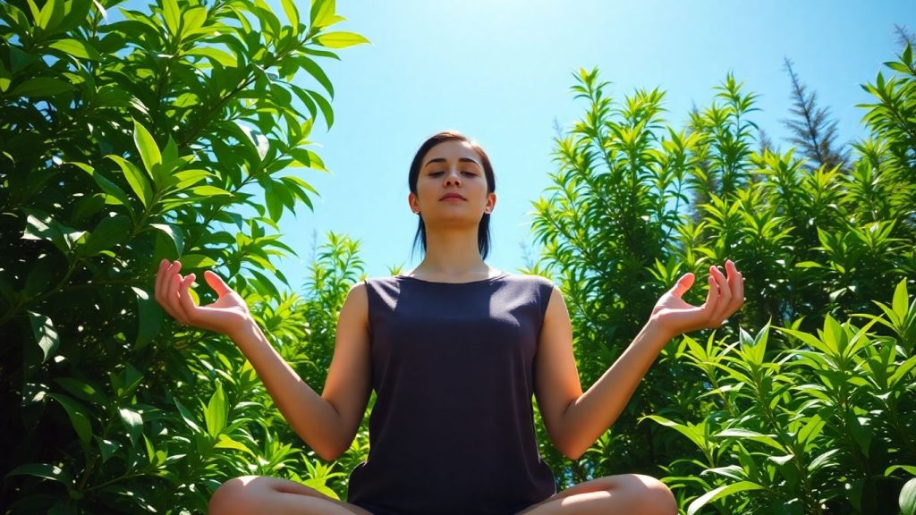 Person meditating in nature for body detox.